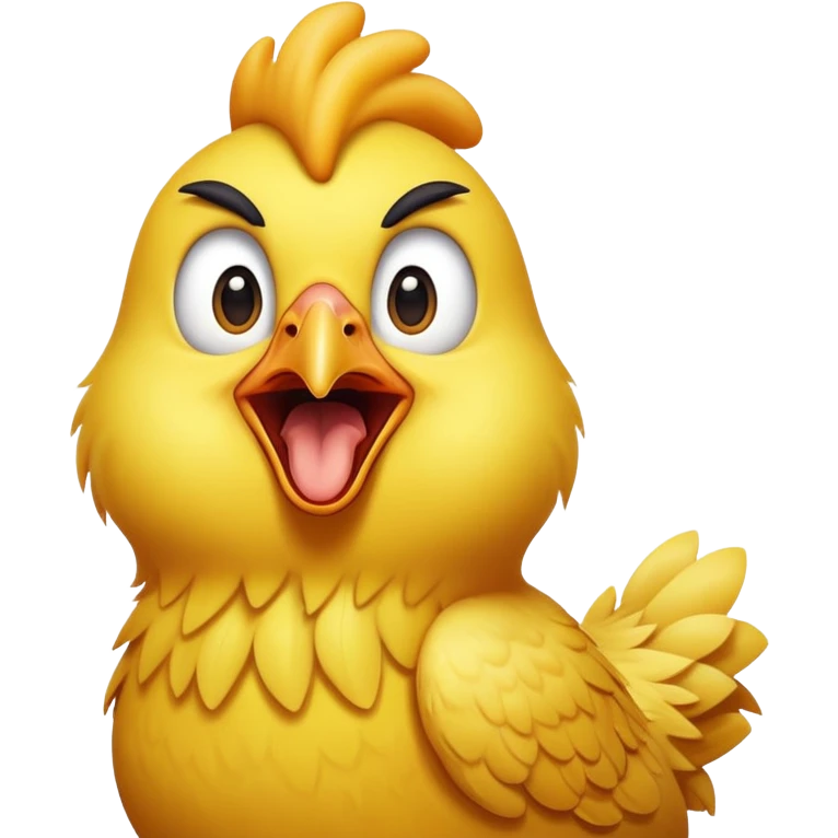 long neck yellow chicken shouting funny expression emoji