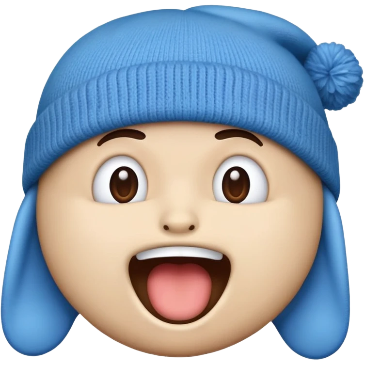 Blue emoji with mouth to withBeanie  emoji