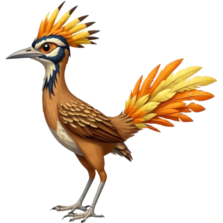 realistic roadrunner bird emoji, running with long skinny tail pointed down and back emoji