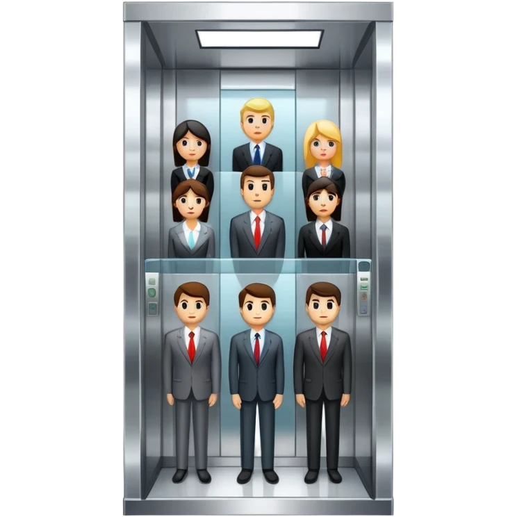 big office building elevator with people inside emoji