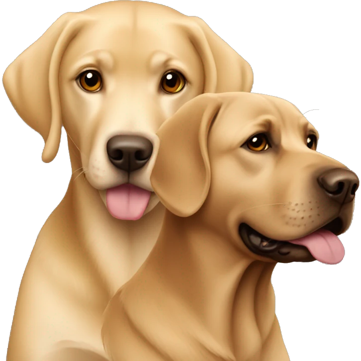 Brown Labrador and blonde girl love emoji