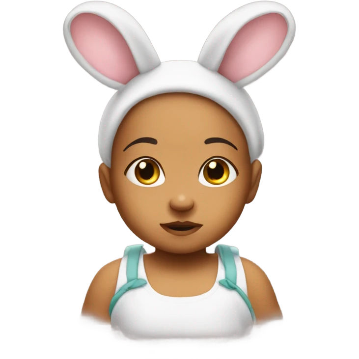 cute cragon baby with bunny ear headband emoji