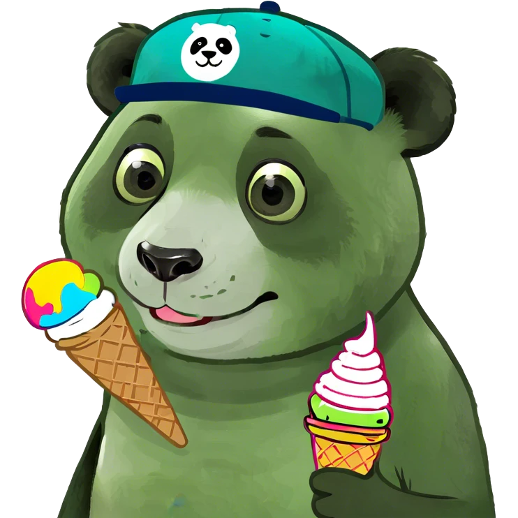 Panda eating ice cream emoji