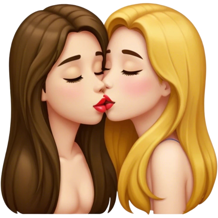 Long hair girl kissing emoji