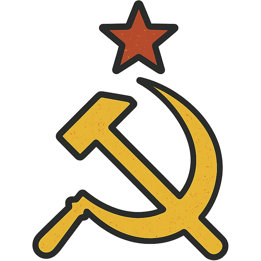 Soviet Union sign, hammer and sickle, vintage look, distressed red and gold, no text emoji