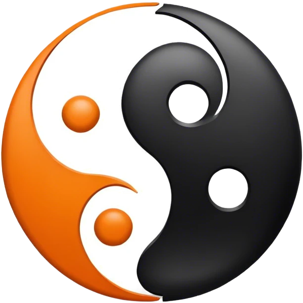 Orange and black ying yang emoji