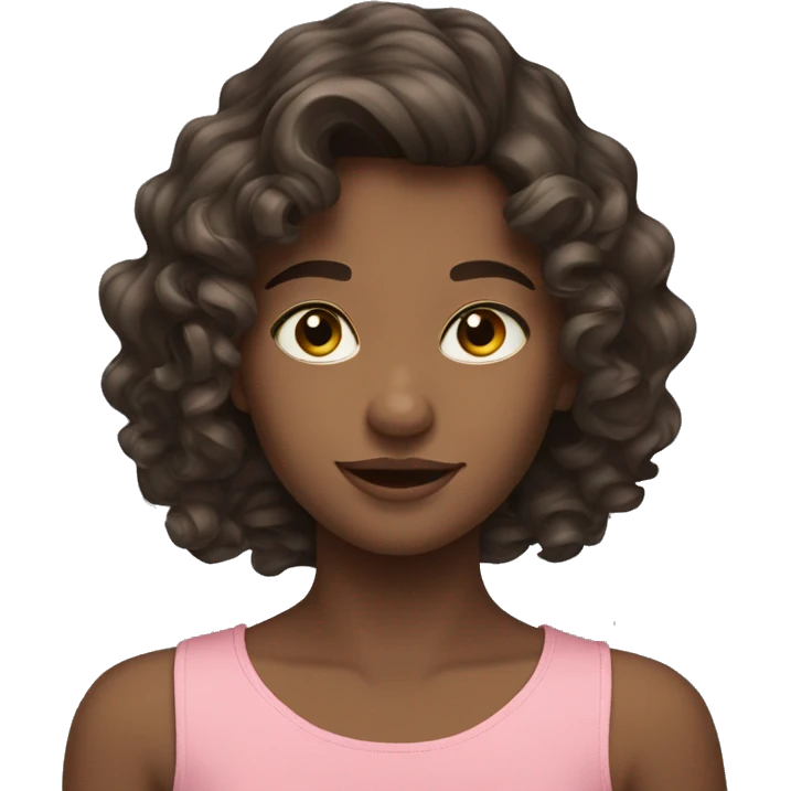 Young model brunet wavy hair emoji