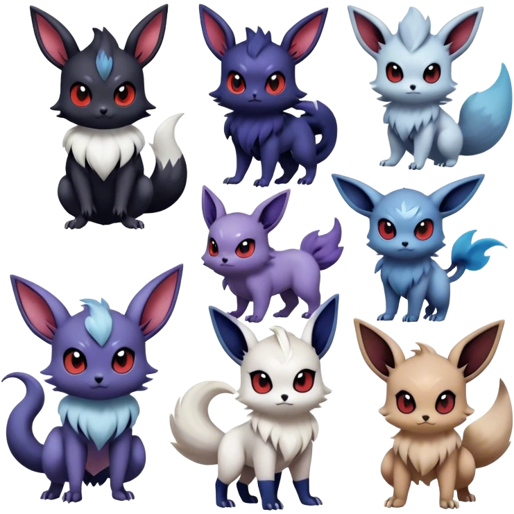 Cool Cute Kawaii Noibat-Eevee-Absol-Zorua-Pokemon Full Body  emoji