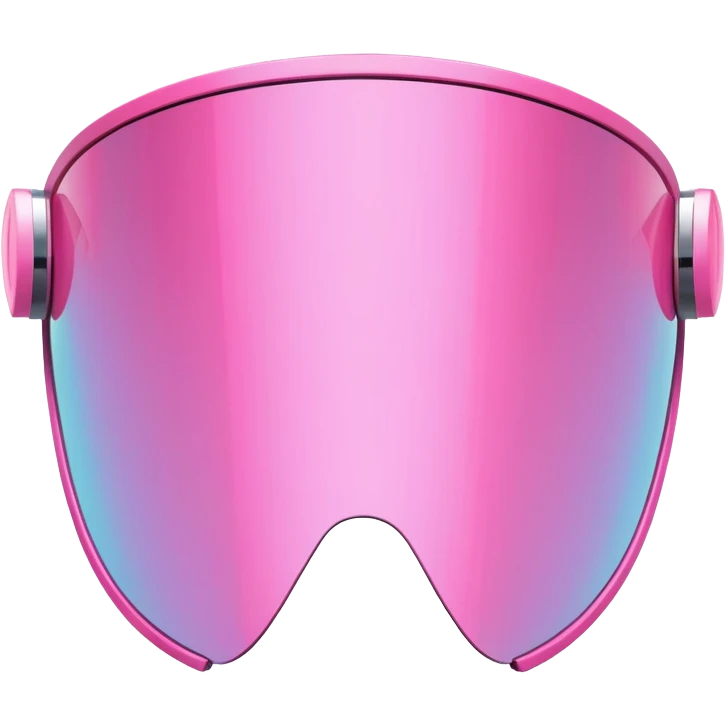 oversized frameless pink shield visor, futuristic Y2K style, wrap-around one-piece lens emoji