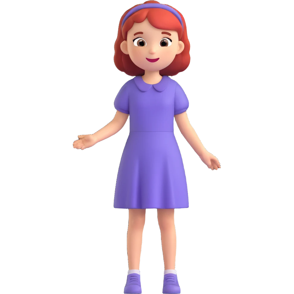 a girl wearing a short-sleeved dress, cheerful emoji