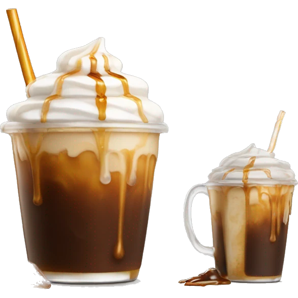 iced coffee with foam and caramel syrup on top emoji