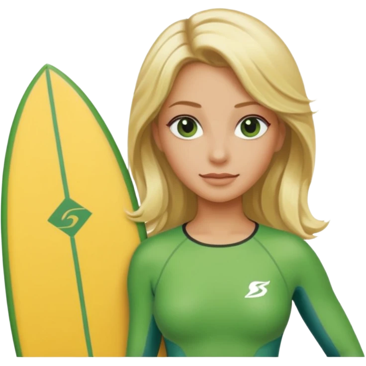 blonde hair green skin woman with surfboard emoji