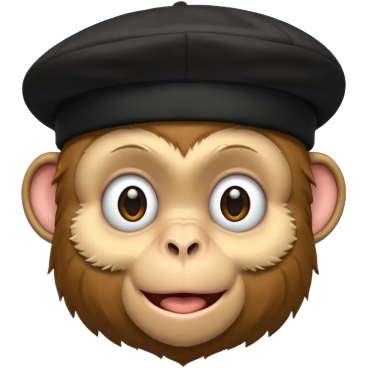 Monkey wearing black beret emoji