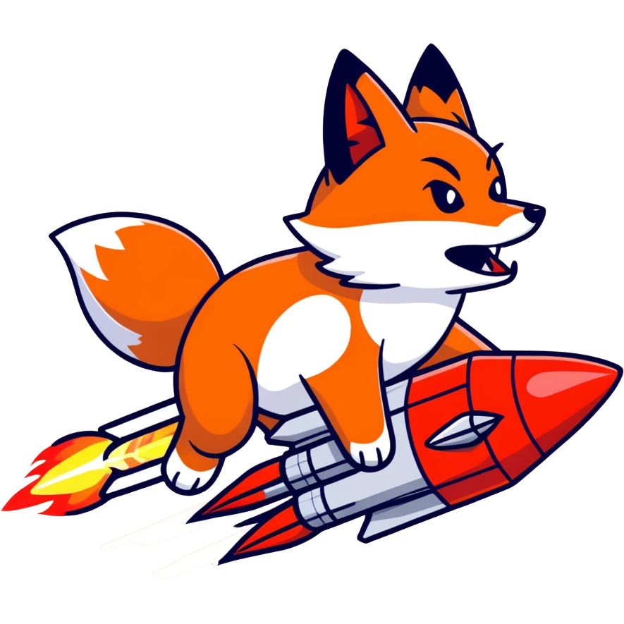 Evil Fox firing a rocket emoji