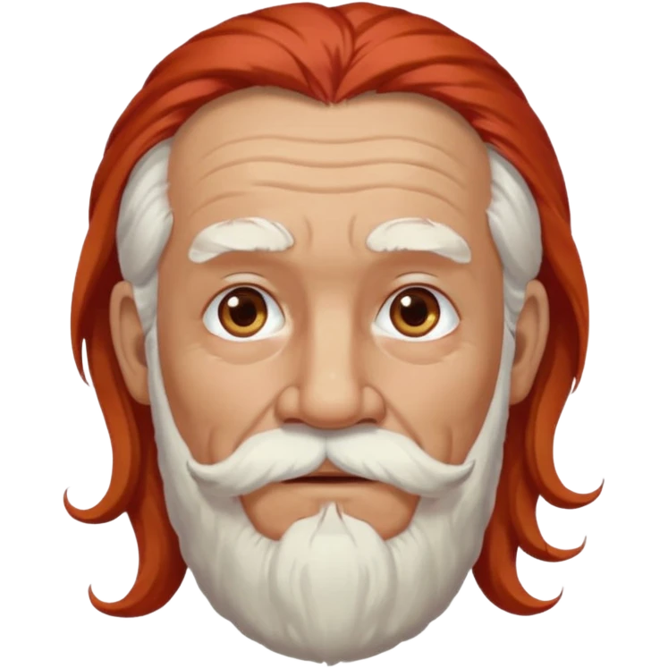 very old, white bearded and white mustached, red long haired, wearing ear accessories emoji