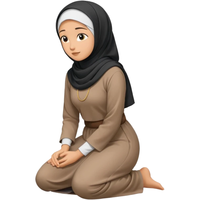 Woman Kneeling for Islamic prayer side view emoji