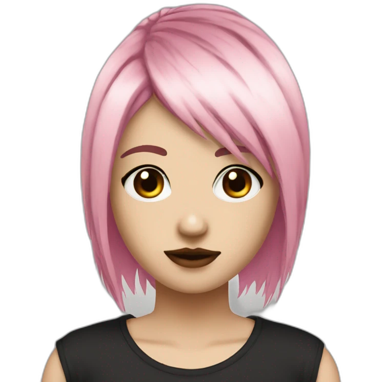 2007 emo girl with brown eyes and pink strand grunge stule emoji