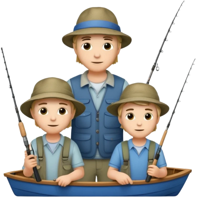 Father and sons fishing on a boat emoji