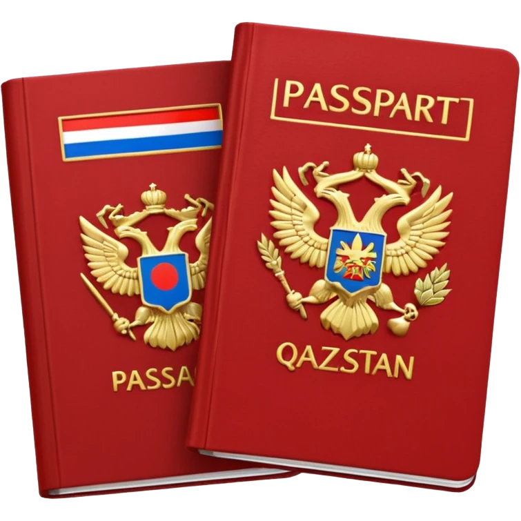 two passports, Russian and Qazaqstan emoji