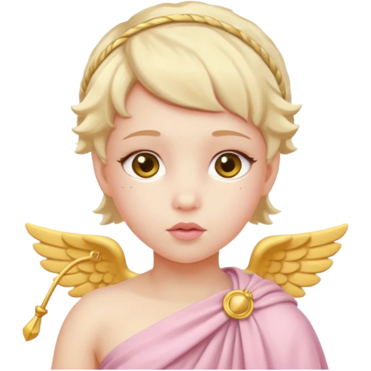 Cupid in soft pink, beige and yellow pastel light emoji