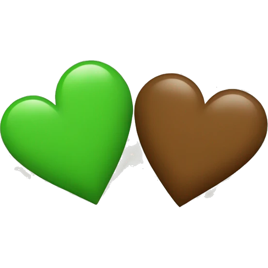 Left side of green heart and right side of brown heart emoji