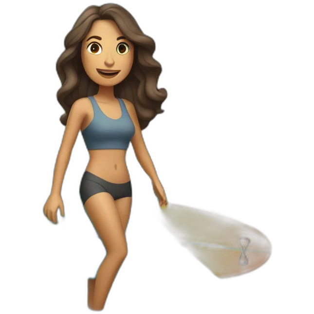 mujer de 30 años morena haciendo surf en la ciudad emoji