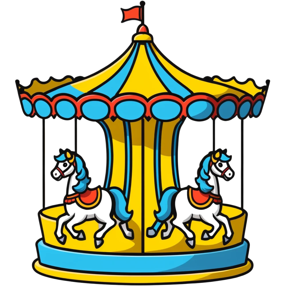 pastel pink and blue carousel at an amusement park emoji