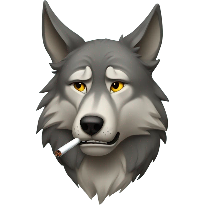 Exhausted wolf smoking a cigarette  emoji