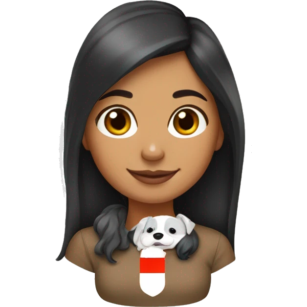 Une fille brune avec un corgi tricolore emoji