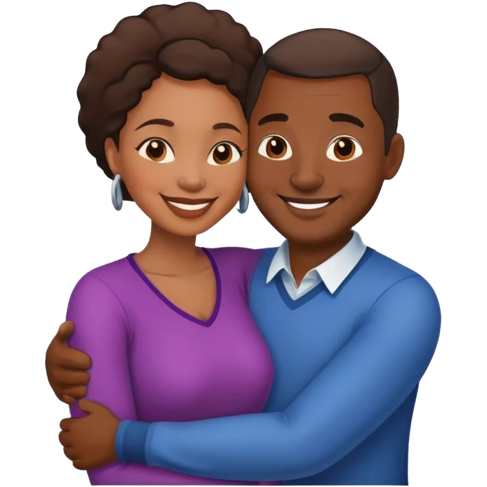 African American Husband and wife hug emoji