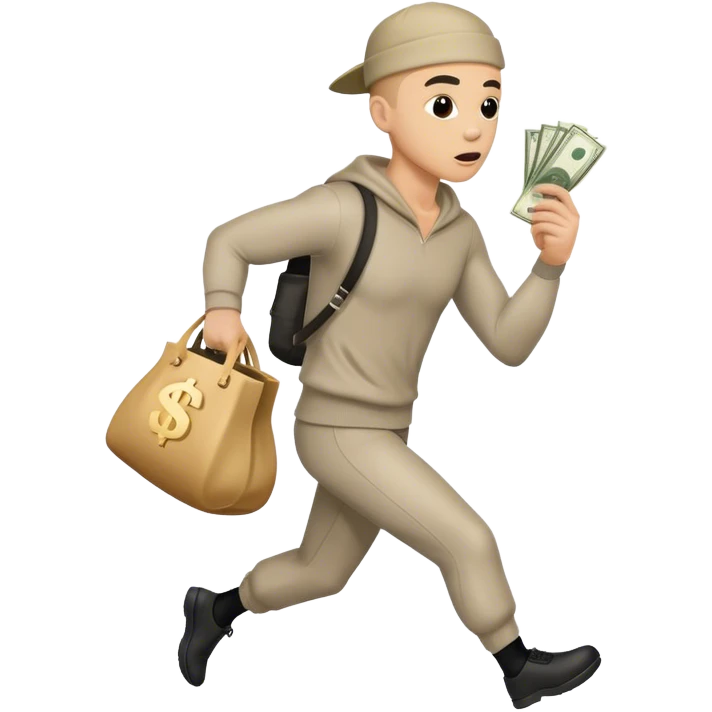 Robber, holding a bag money, side view, male, running away emoji