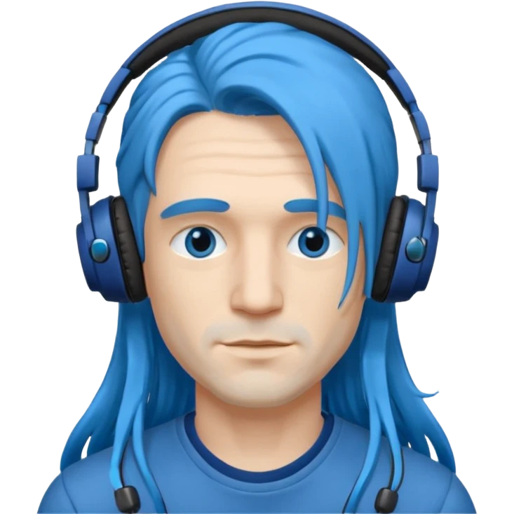 blue long haired man with headphone emoji
