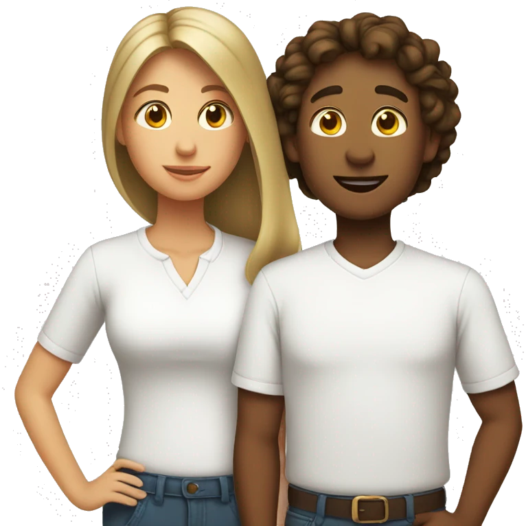Mom and son in white shirts emoji
