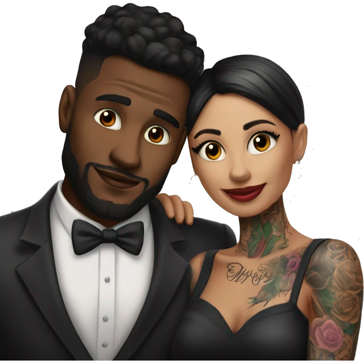 Romantic movie theater date for beautiful tattooed couple emoji