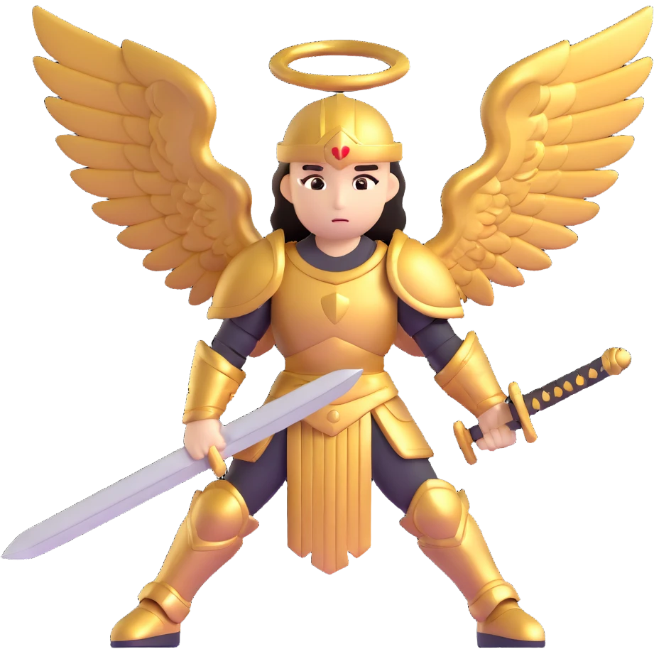 warrior angel with sword and golden armor emoji