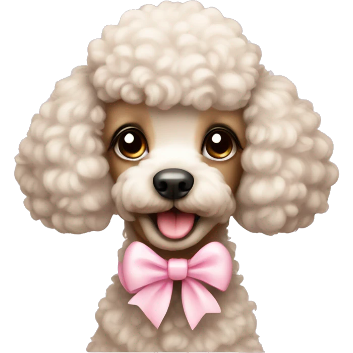 Cute poodle with light pink bow emoji