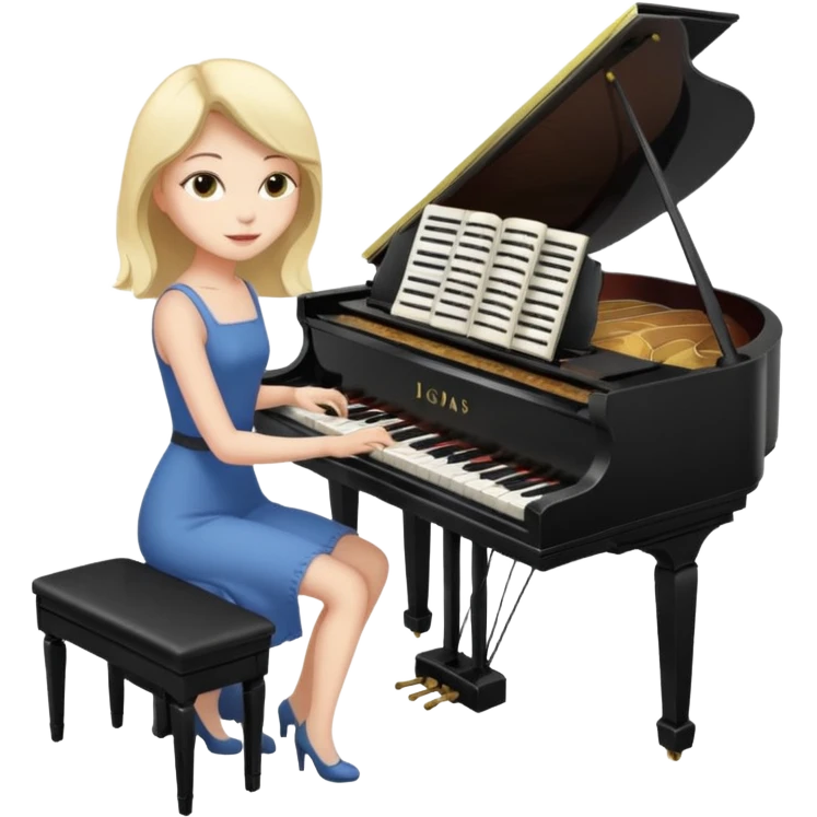 woman playing piano while her cat sits on top of the piano emoji