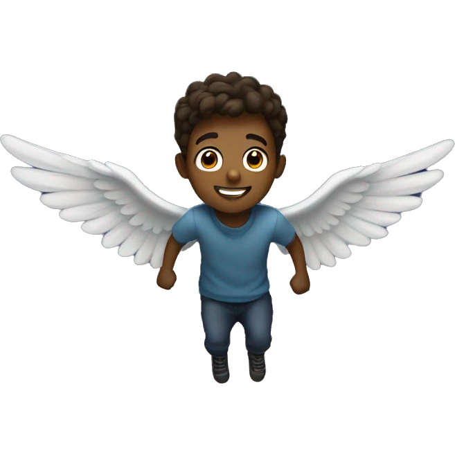 A 18 year old boy flying in the sky at night  emoji