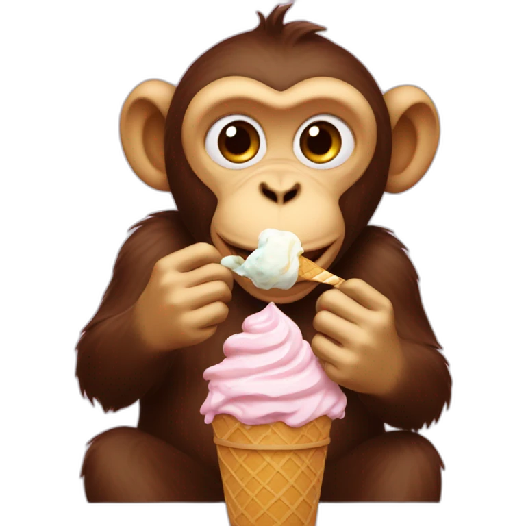 monkey eating ice cream emoji