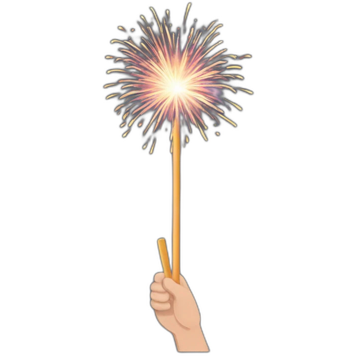hand holding fireworks stick emoji