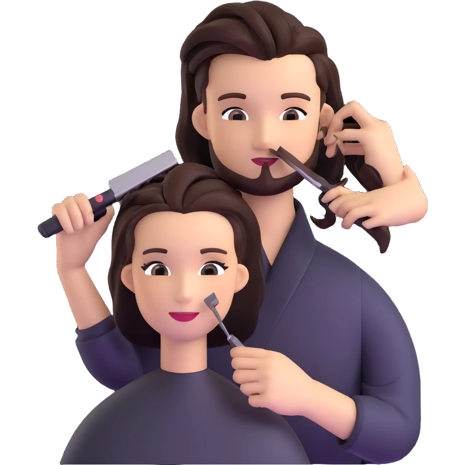 hairstylist demonstrating techniques to beauty school students emoji