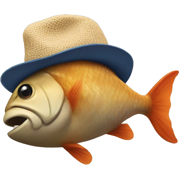 a fish wearing a hat emoji