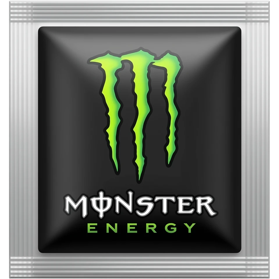 Monster Energy's packet of yellow coffee in Yellow Monster Energy's emoji