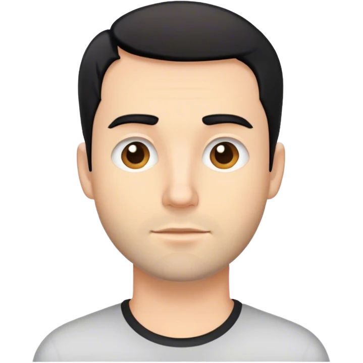Парень, белый, короткая стрижка, волосы черные, с щетиной на лице  emoji
