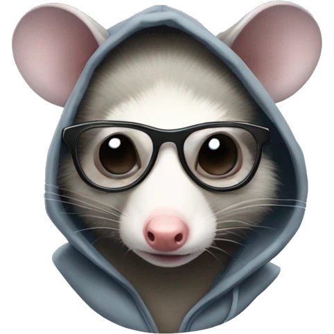Opossum wearing glasses and hoodie emoji