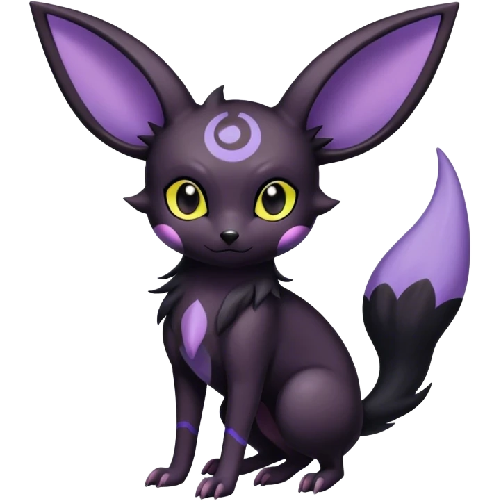 Dark evil shadow Noibat-Umbreon-Espeon-hybrid, full body, special markings emoji