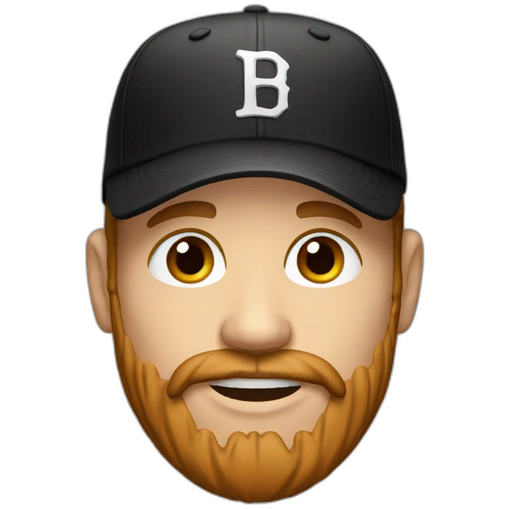 white man face with a brown beard and a black baseball hat emoji