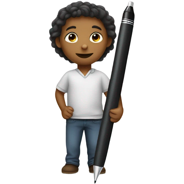 tiny person with huge pen emoji