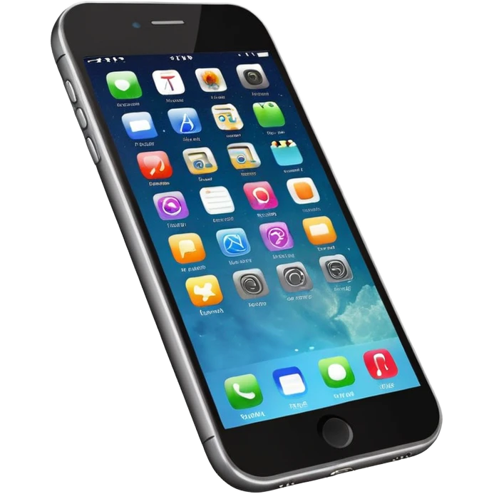 Generate a realistic emoji of a smartphone where a lot of things like data, ideas, inventions and creative stuff coming out of it emoji