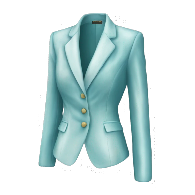 Hyper Realistic isolated side view of a pair of velvet light robins egg blue feminine blazer jacket. emoji